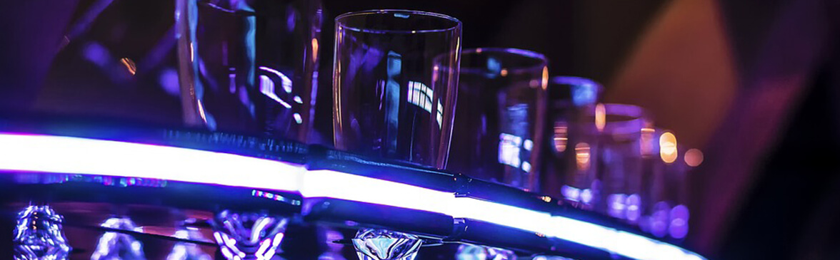 champagne glasses on limo